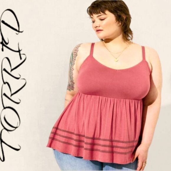 TORRID Plus Size Super Soft V- Neck Babydoll Tank Top - Picture 1 of 13